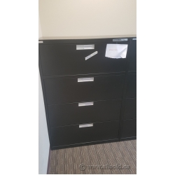 Artopex Black 4 Drawer Lateral File Cabinet, Electronic Lock